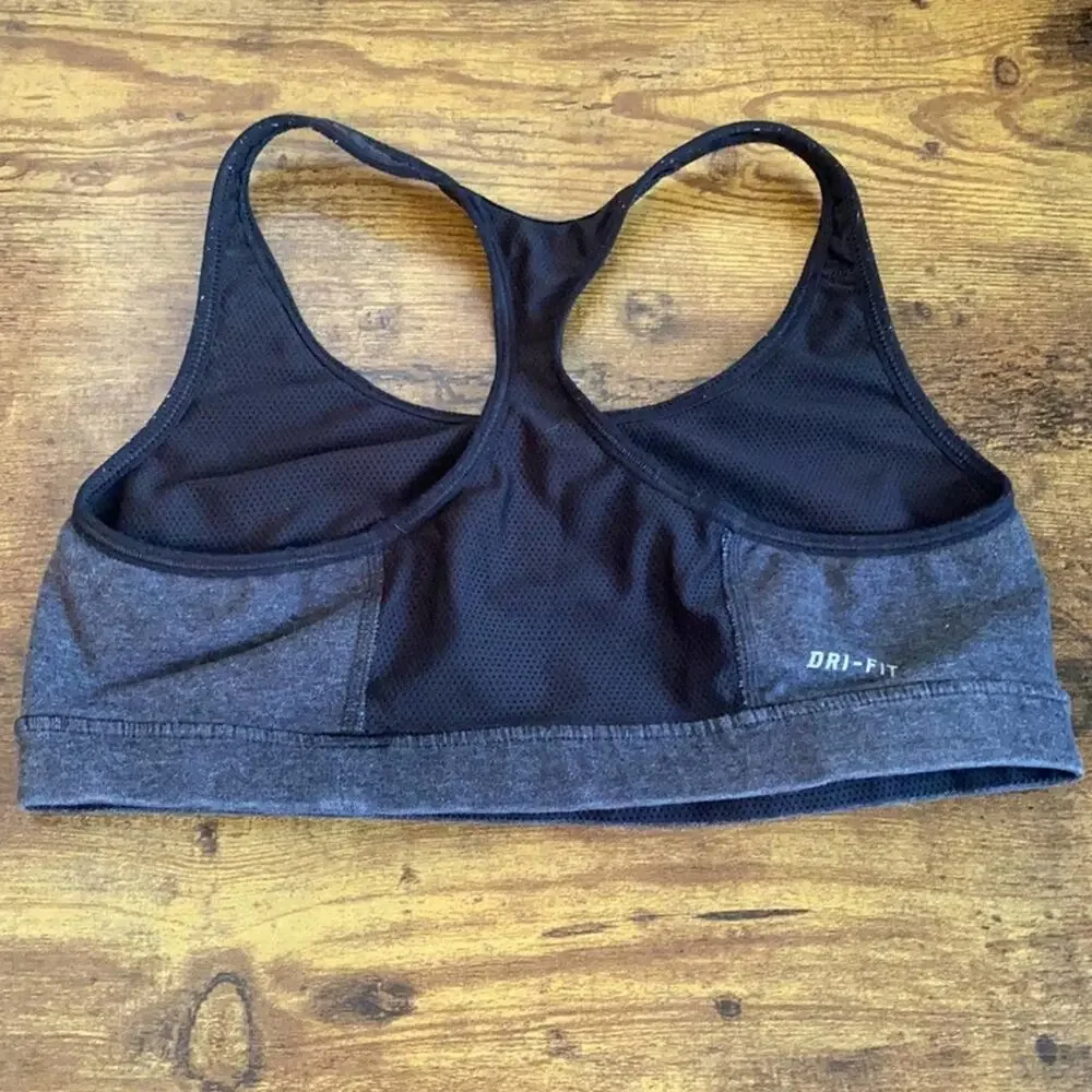 Nike Gray & Black Racerback Dri Fit Sports Bra